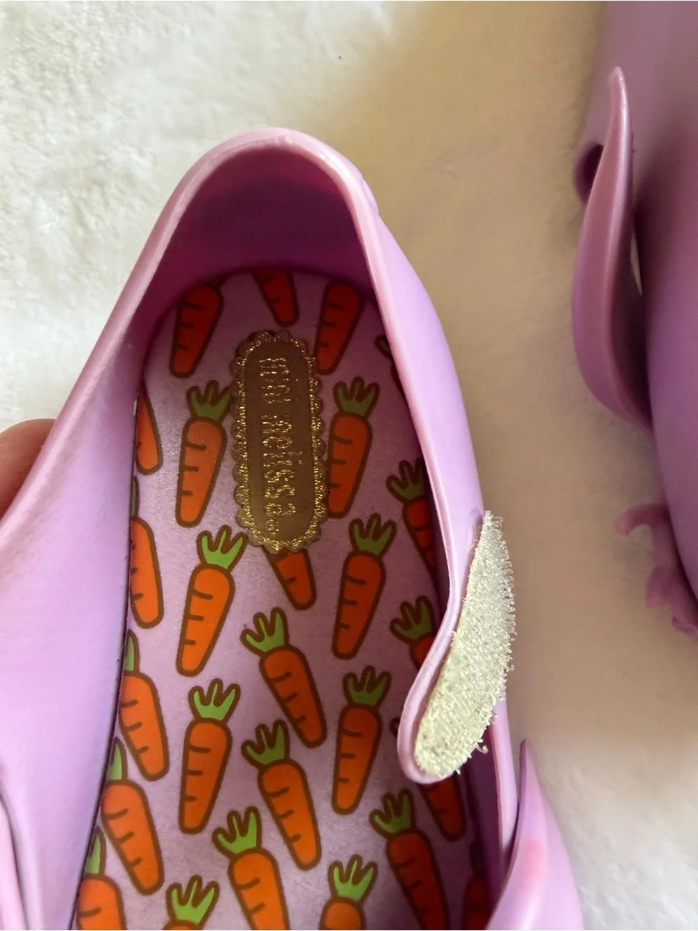Mini Melissa Lilac Bunny Mary Jane Sandals with Carrot Insole